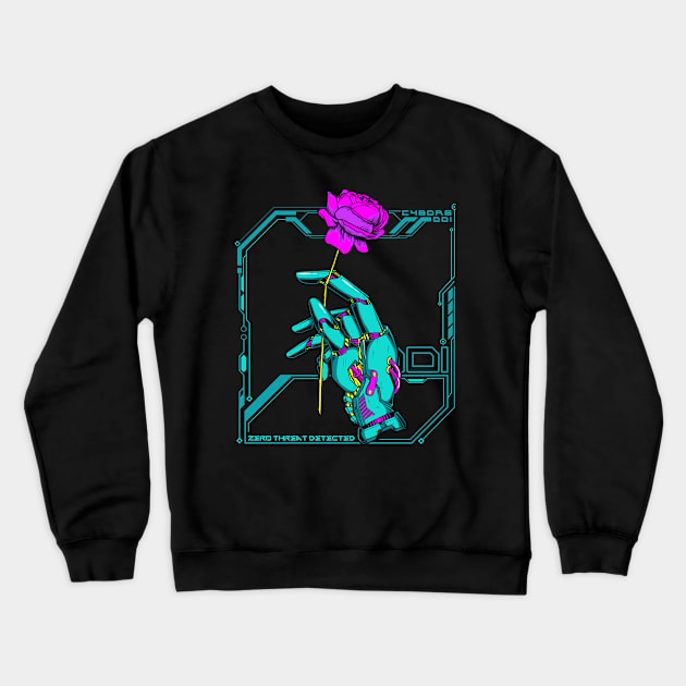 Cyborg Hand robot rose mecha cyborg robotics mechanical Crewneck Sweatshirt by EdSan Designs